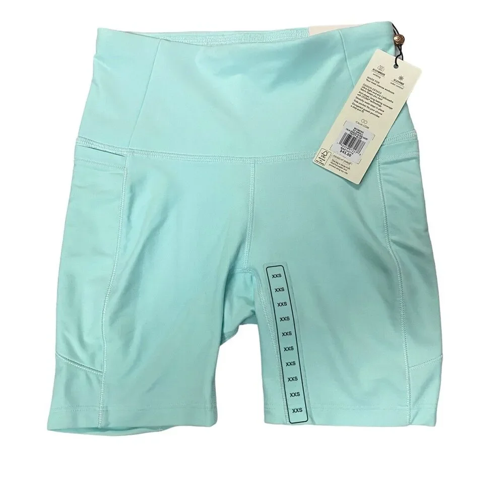 Calia Energize Biker Shorts Women XXS Taffy Blue Pockets 5